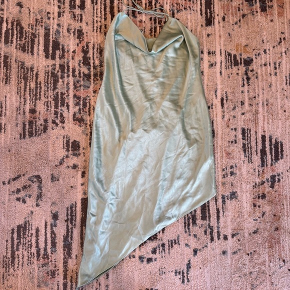 Alice + Olivia Harmony Halter Neck Asymmetric Satin Slip Dress - Size 10 - Picture 6 of 7